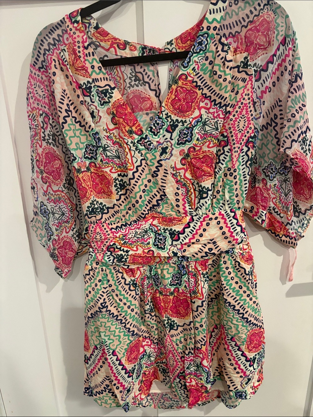 Maeve Pink & Green Printed Short Dress